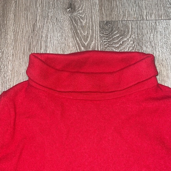 Talbots 100% merino wool Red Turtleneck Sweater red size large cowl neck - Picture 2 of 8